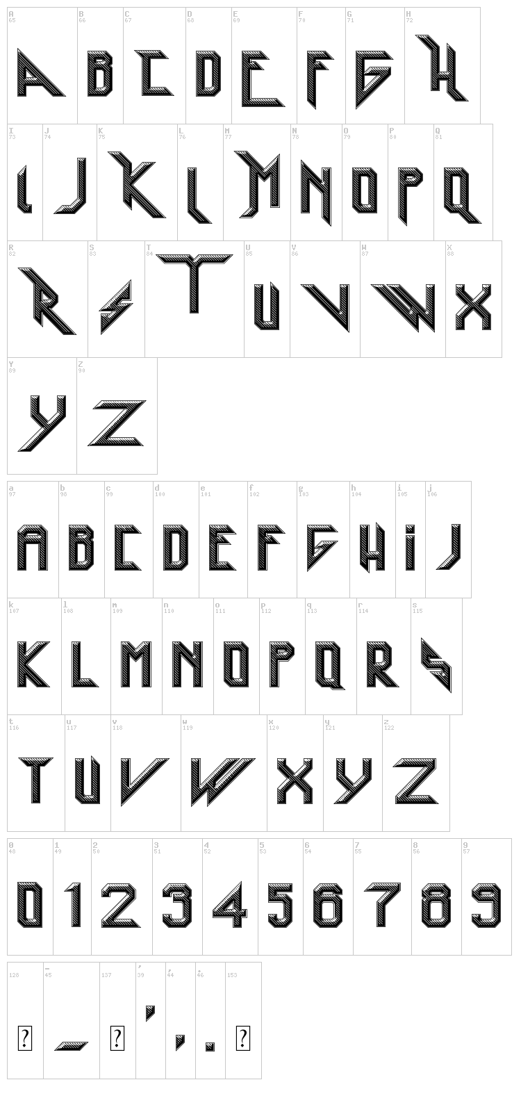 Heavy Metal Rocking font map